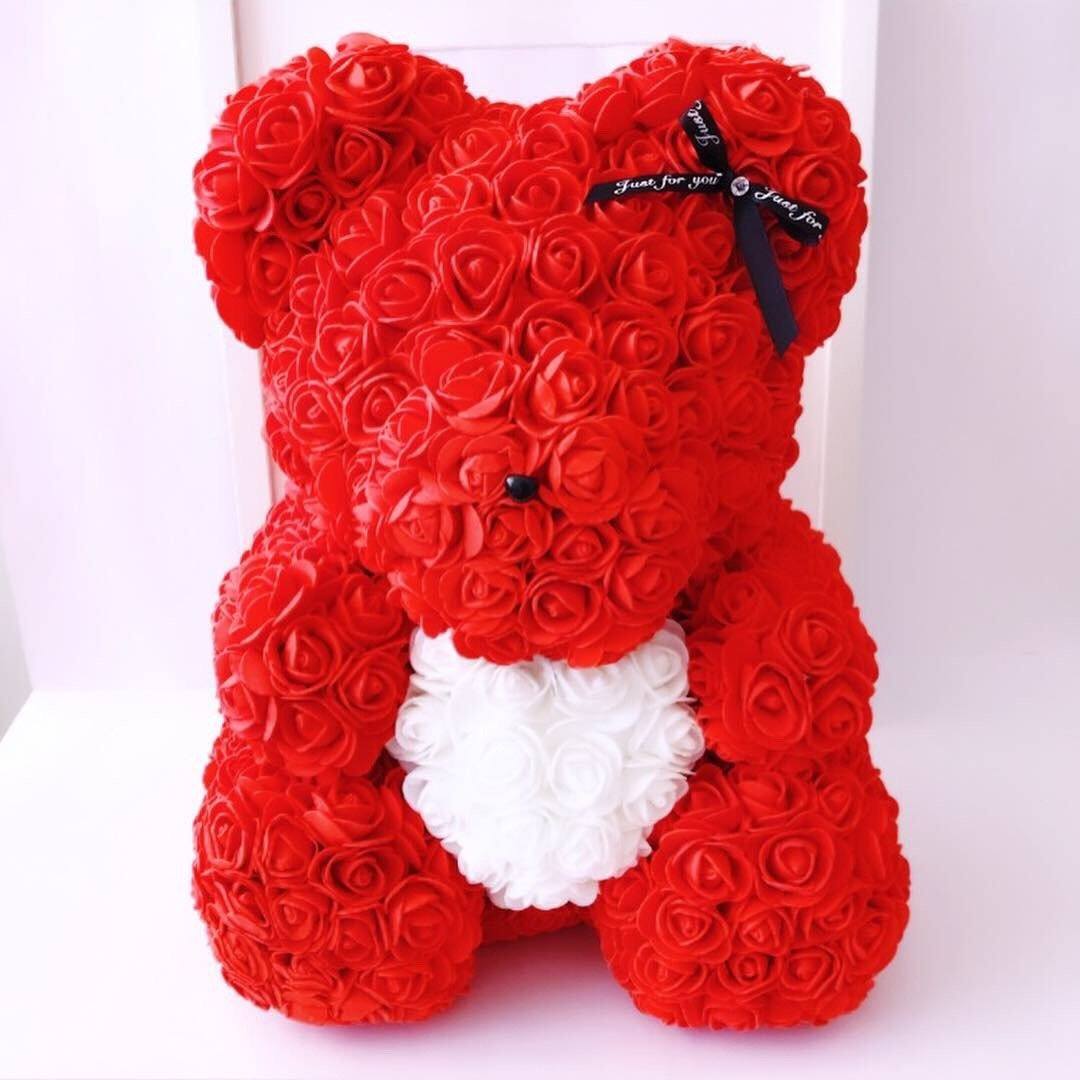 Colección Oso de Rosas - RoseBear Grande 40 cm con corazón  - The Prestige Roses España - The Prestige Roses Madrid