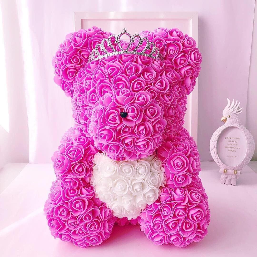 Colección Oso de Rosas - RoseBear Grande 40 cm con corazón  - The Prestige Roses España - The Prestige Roses Madrid