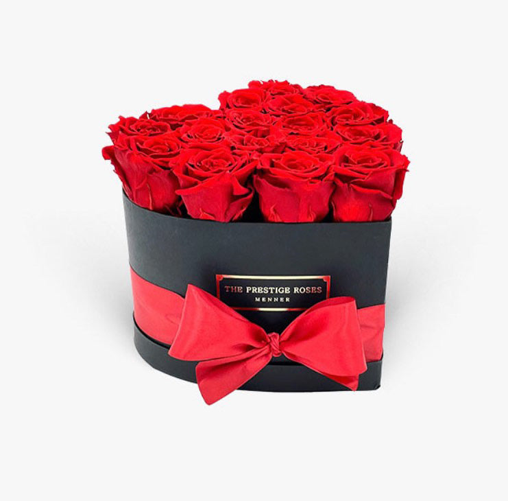 Caja Corazon Mediana de Rosas Frescas | The Prestige Roses