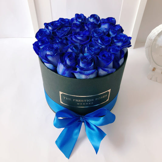 Caja Negro Mediano de Rosas Frescas Azules | The Prestige Roses - The Prestige Roses Madrid