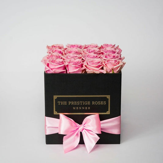 Caja Negro Cuadrado de Rosas Frescas Rosa | The Prestige Roses - The Prestige Roses Madrid