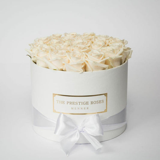 Caja Blanco Mediano de Rosas Frescas Blancas | The Prestige Roses - The Prestige Roses Madrid