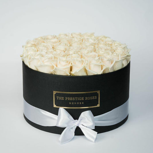 Caja Negro Grande de Rosas Frescas Blancas | The Prestige Roses - The Prestige Roses Madrid