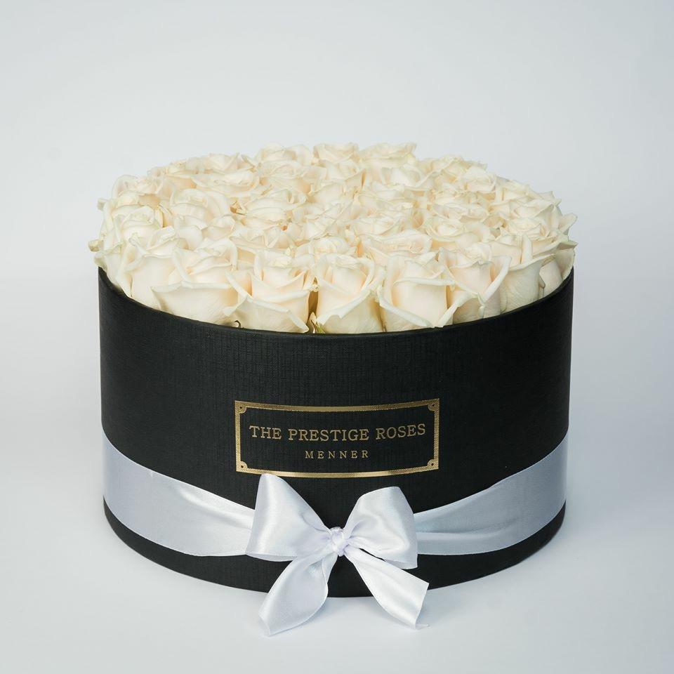 Caja Negro Grande de Rosas Eternas Blancas | The Prestige Roses - The Prestige Roses Madrid