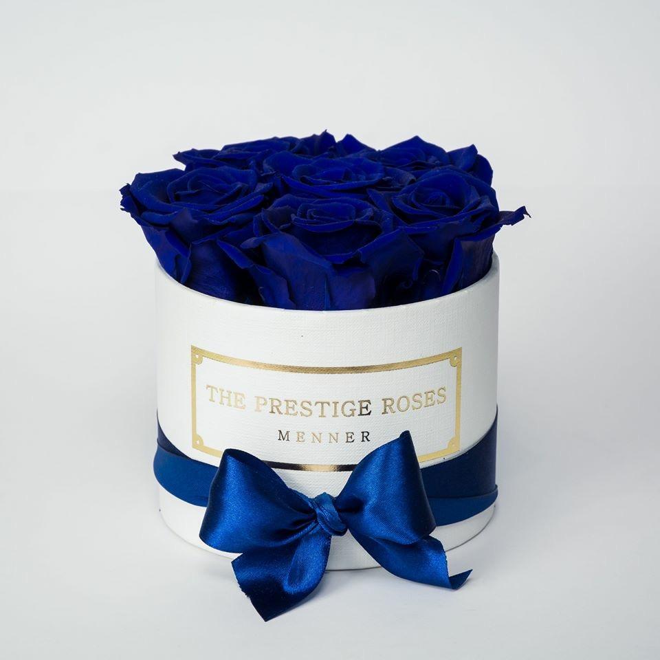 Caja Blanco Mini de Rosas Frescas Azules | The Prestige Roses - The Prestige Roses Madrid