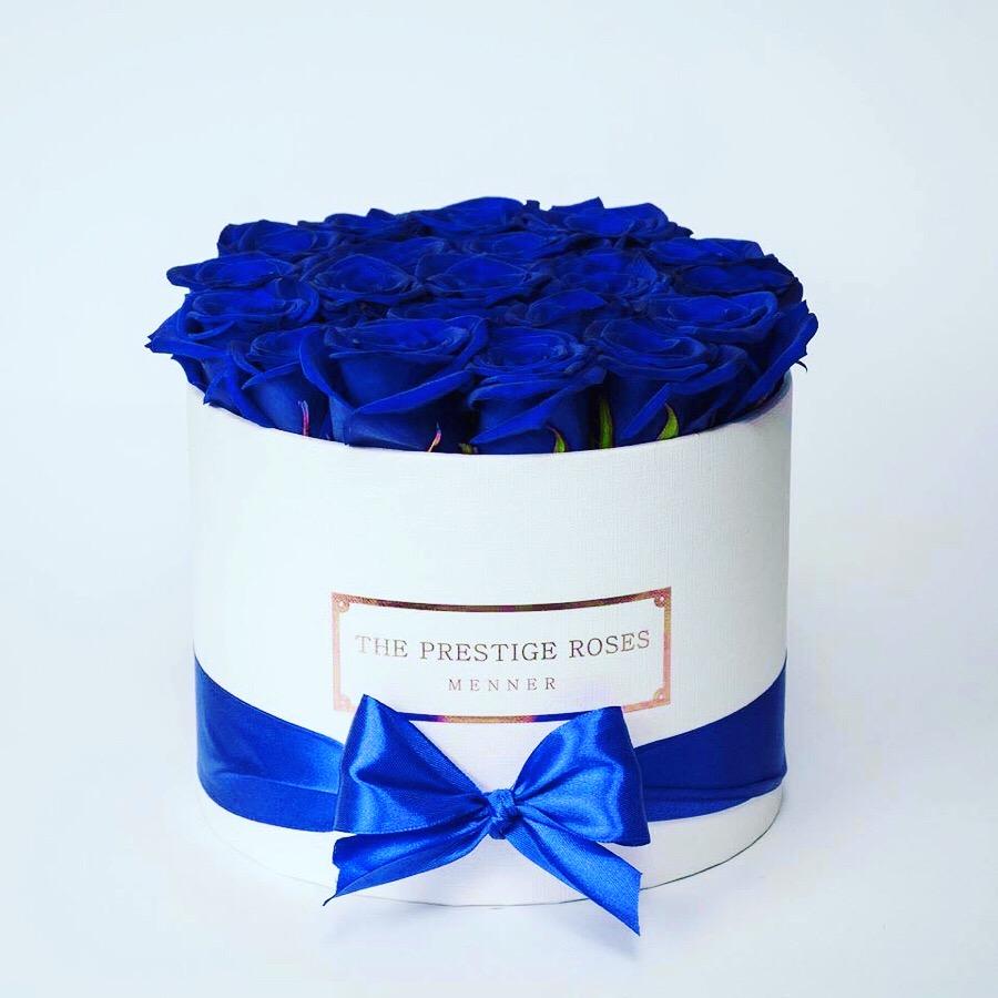 Caja Blanco Mediano de Rosas Eternas Azules | The Prestige Roses - The Prestige Roses Madrid