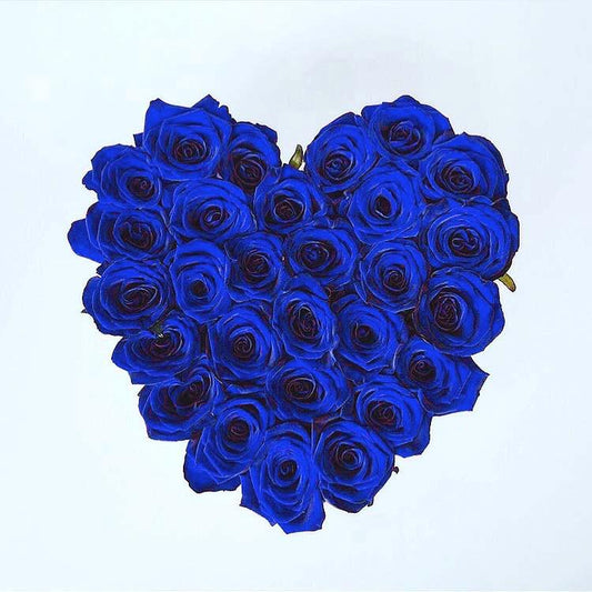 Caja Blanco Corazon de Rosas Eternas Azules | The Prestige Roses - The Prestige Roses Madrid