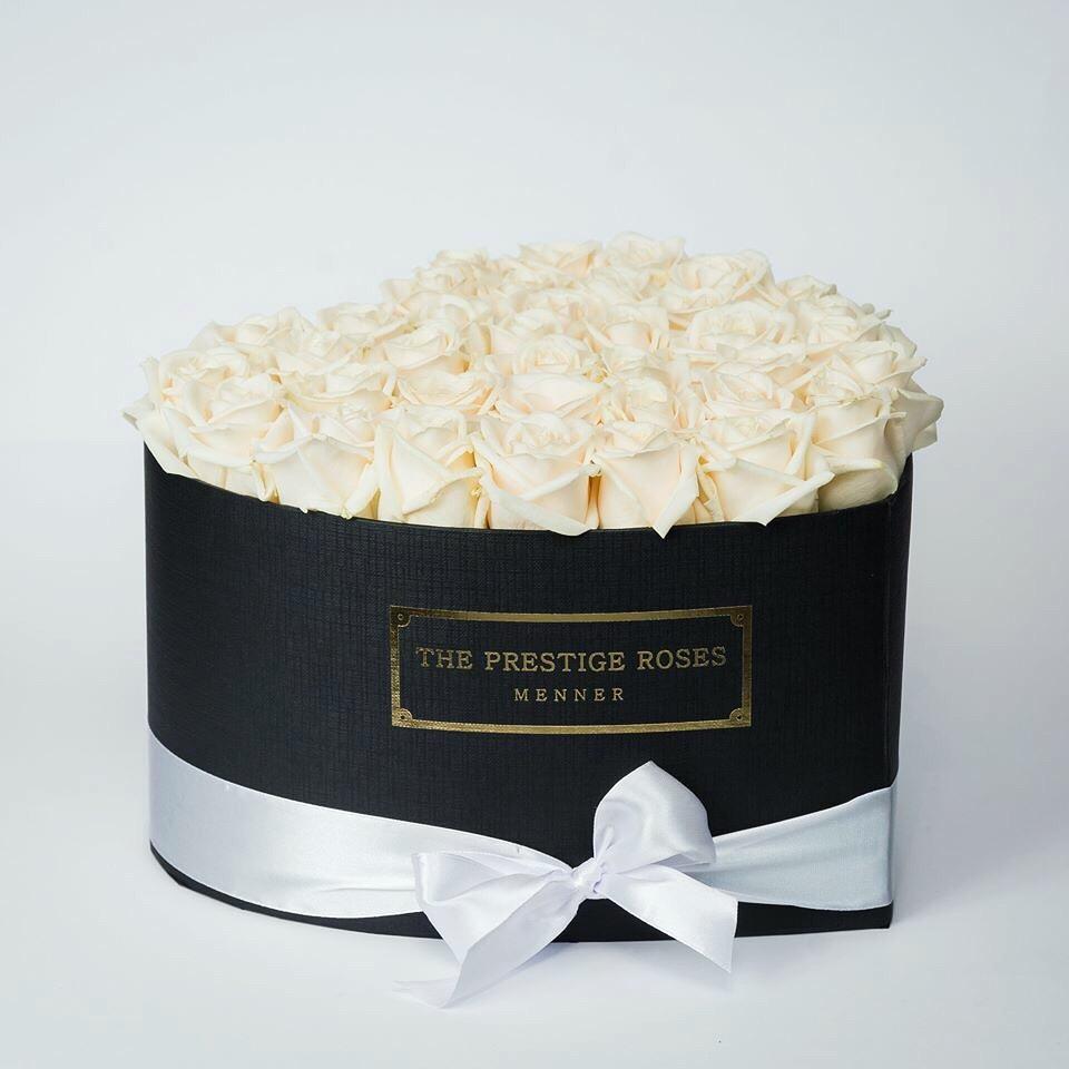 Caja Negro Corazon de Rosas Eternas Blancas | The Prestige Roses - The Prestige Roses Madrid