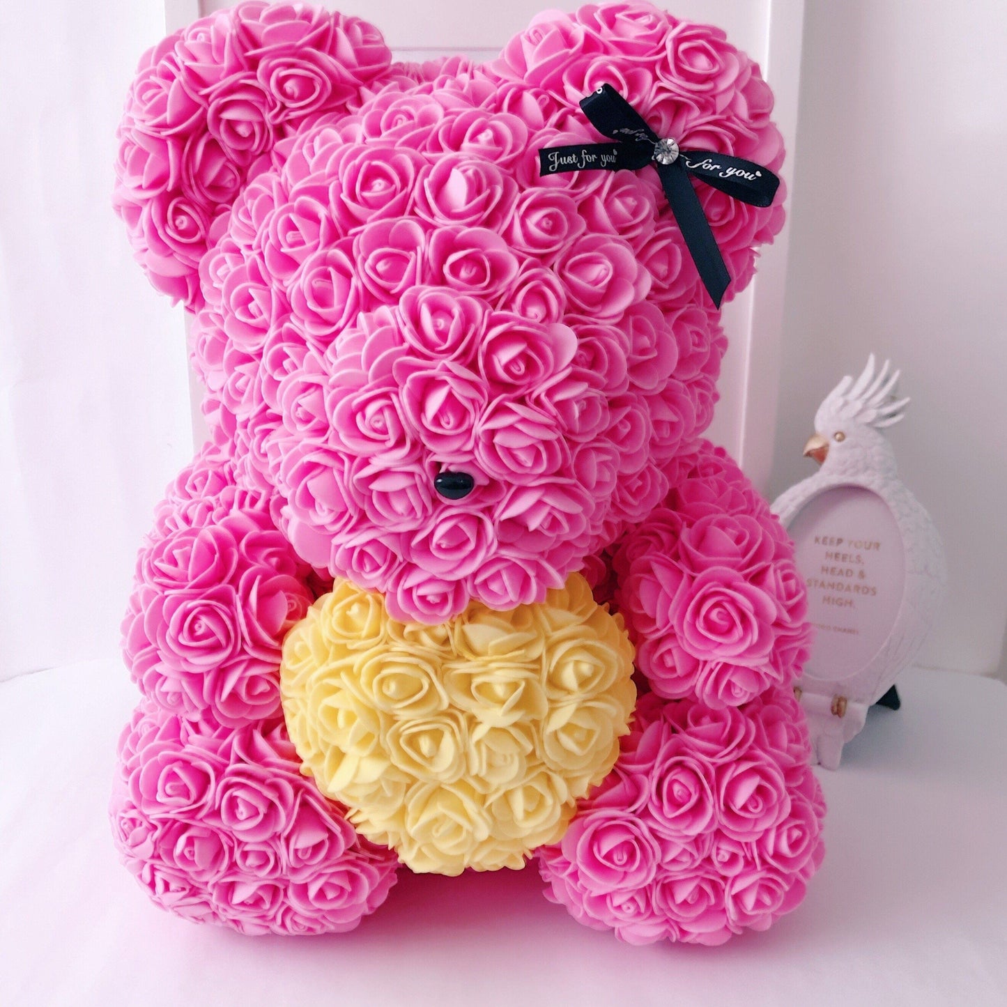 Colección Oso de Rosas - RoseBear Grande 40 cm con corazón  - The Prestige Roses España - The Prestige Roses Madrid