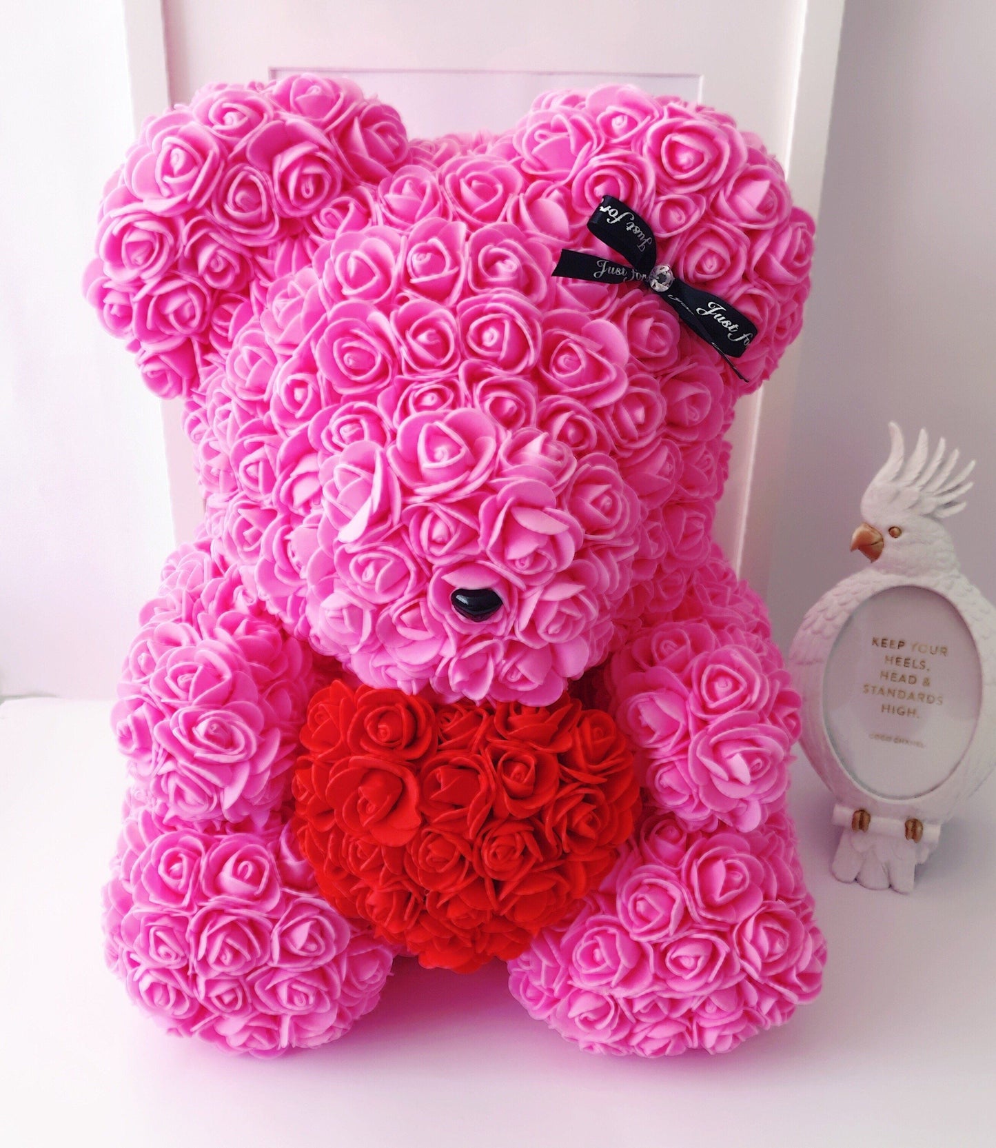 Colección Oso de Rosas - RoseBear Grande 40 cm con corazón  - The Prestige Roses España - The Prestige Roses Madrid