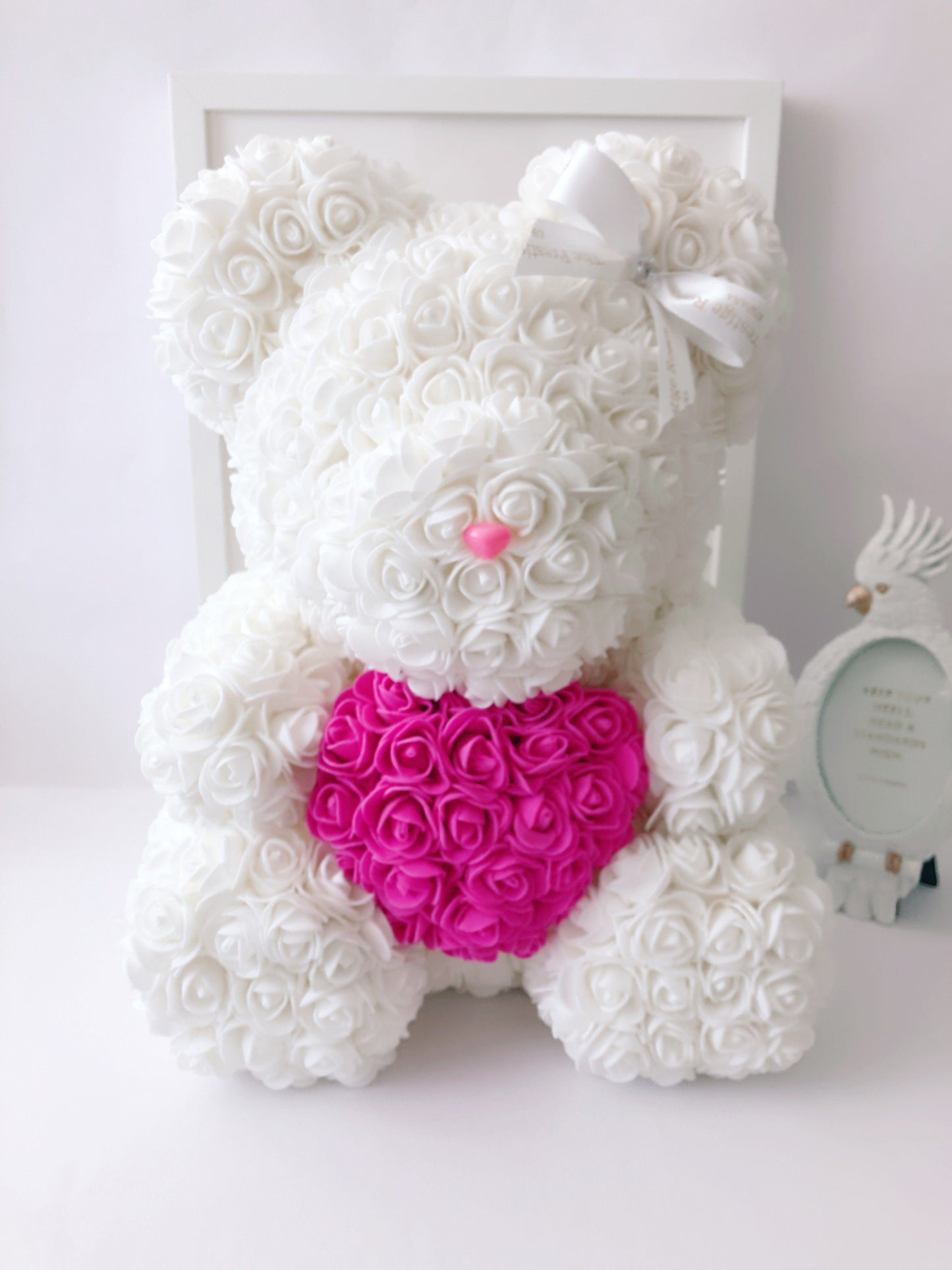 Colección Oso de Rosas - RoseBear Grande 40 cm con corazón  - The Prestige Roses España - The Prestige Roses Madrid