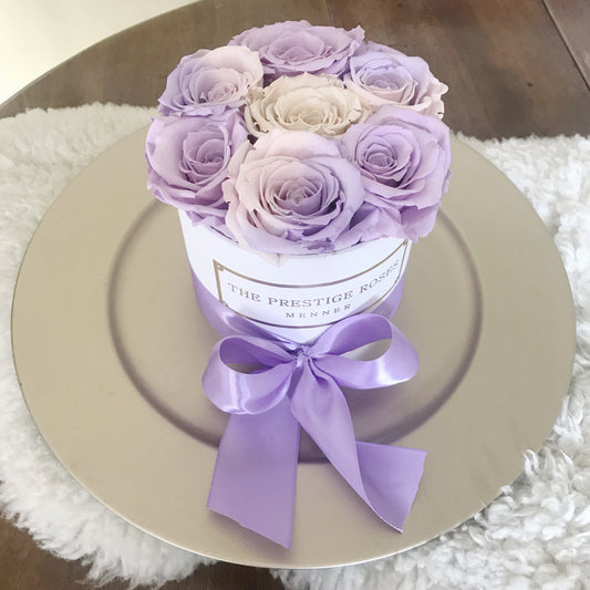 Caja Blanco Mini de Rosas Eternas Moradas | The Prestige Roses - The Prestige Roses Madrid