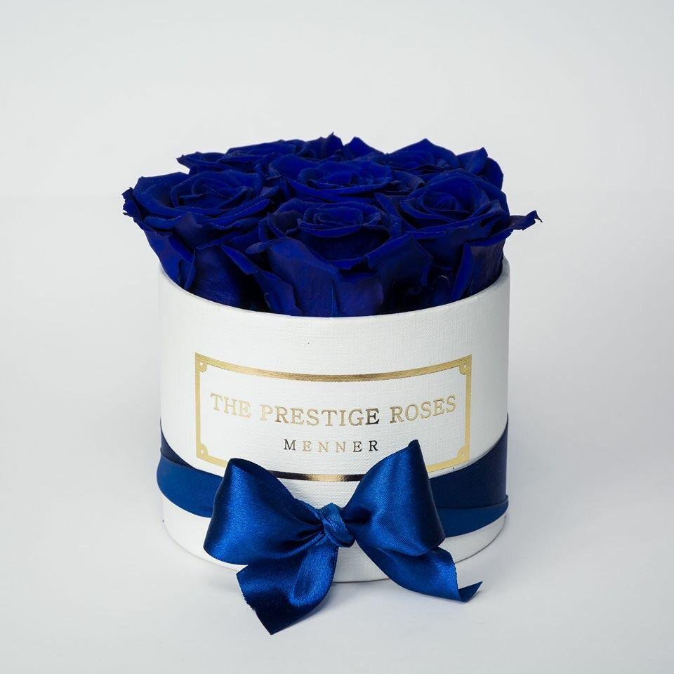 Caja Blanco Mini de Rosas Eternas Azules | The Prestige Roses - The Prestige Roses Madrid